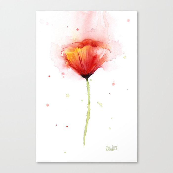 Water Colour Poppy Poppies Canvas Wall Art Picture Print